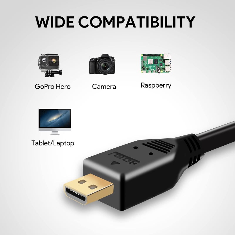 UCEC 11.81"/30cm Coiled Micro HDMI to Micro HDMI Cable for Gopro Cameras Small HD Monitors - Image 2